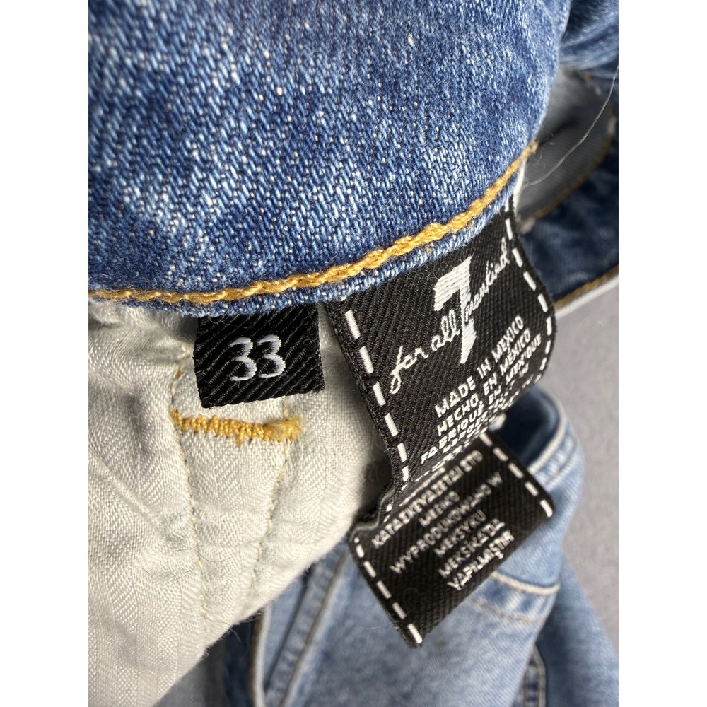 7 For All Mankind High Waist Ankle Skinny Jeans Medium Wash Raw Hem Size 33 - Picture 6 of 6